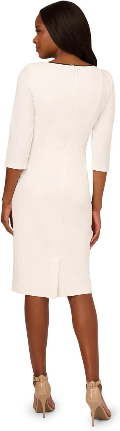 image:imageAdrianna Papell Tipped Crepe Tie DressIvoryBlack