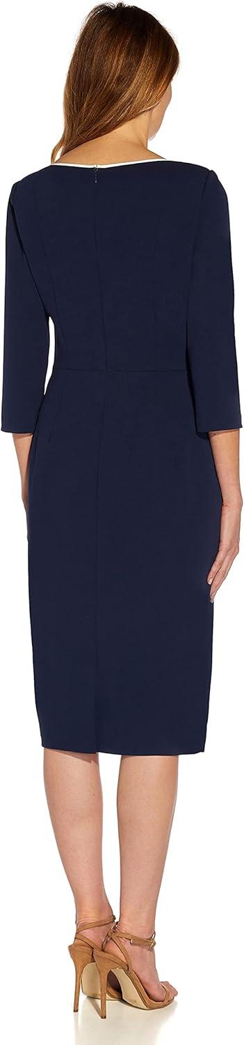 image:imageAdrianna Papell Tipped Crepe Tie DressNavy SateenIvory