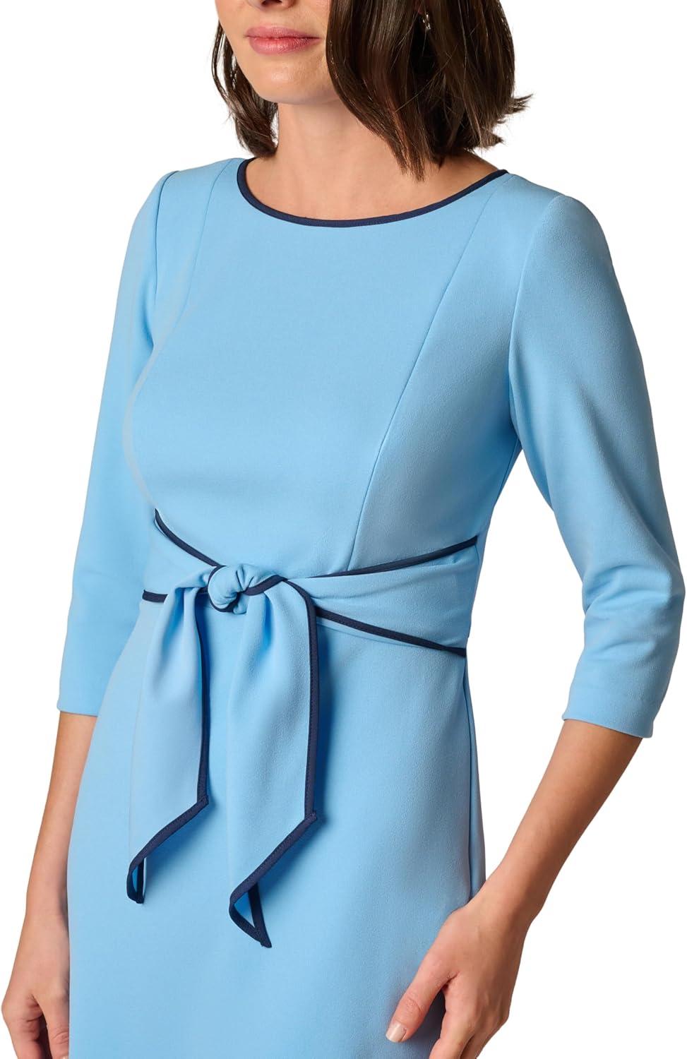 image:imageAdrianna Papell Tipped Crepe Tie DressWaterfallNavy Sateen