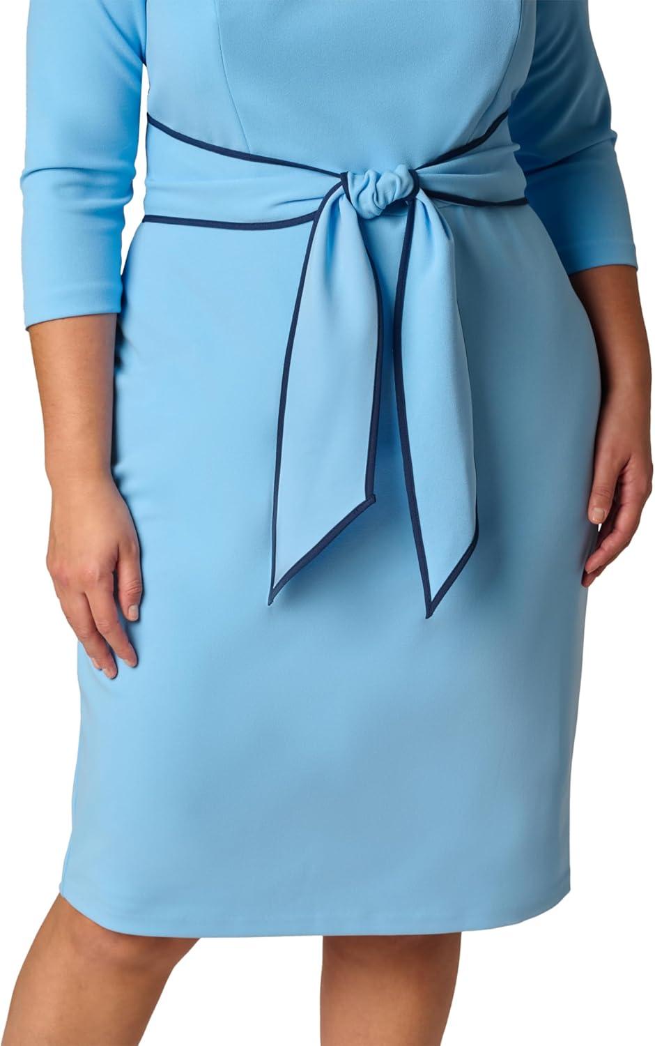 image:imageAdrianna Papell Tipped Crepe Tie DressWaterfallNavy Sateen