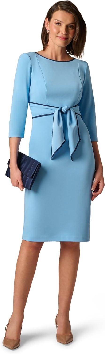 image:imageAdrianna Papell Tipped Crepe Tie DressWaterfallNavy Sateen