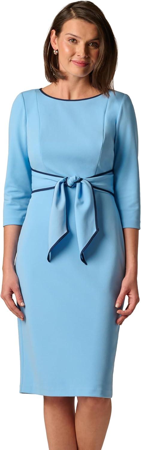 image:imageAdrianna Papell Tipped Crepe Tie DressWaterfallNavy Sateen