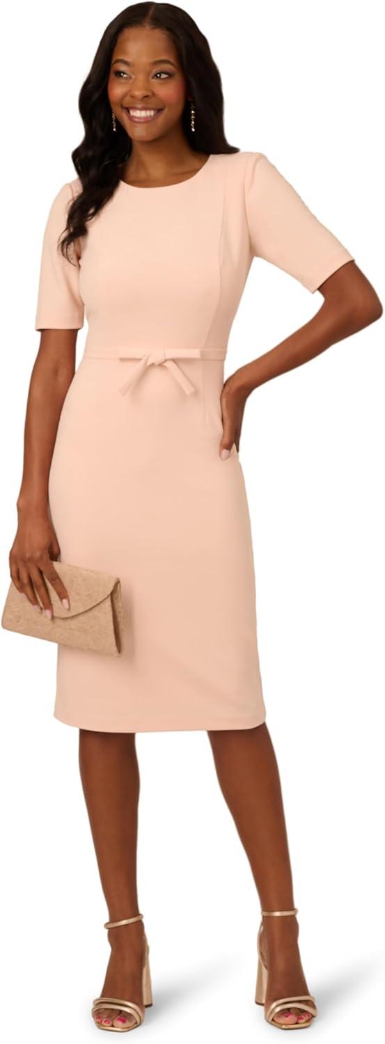 image:imageAdrianna Papell Womens Mini Bow Front Sheath Dress Blush 16