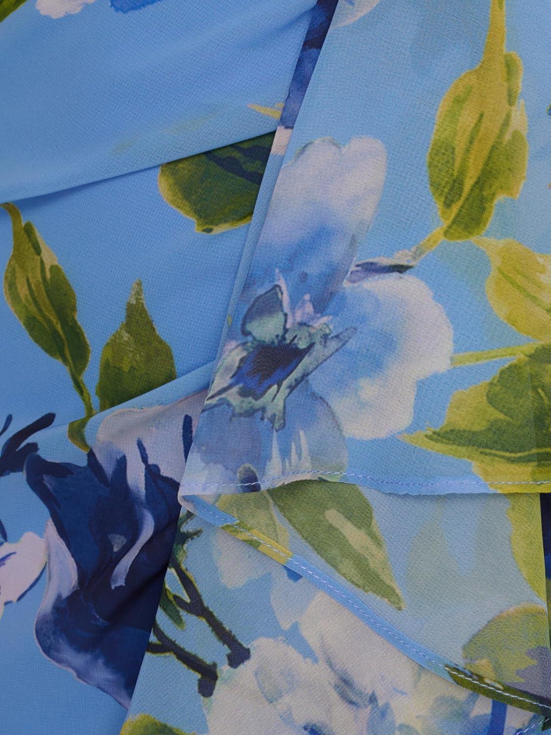 image:imageAdrianna Papell Womens Printed Chiffon GownBlue Multi