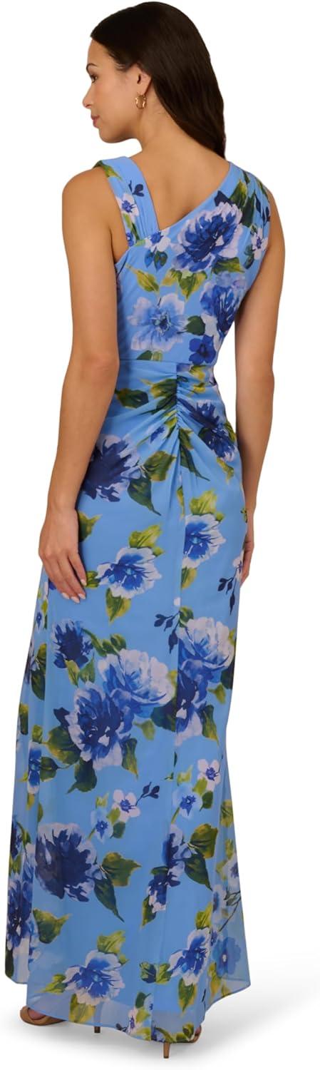 image:imageAdrianna Papell Womens Printed Chiffon GownBlue Multi