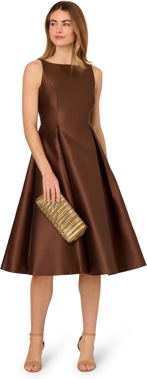 image:imageAdrianna Papell Womens Sleeveless Tea Length Dress Espresso 16