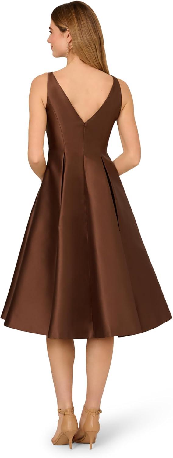 image:imageAdrianna Papell Womens Sleeveless Tea Length Dress Espresso 16