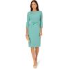 Adrianna Papell Drape Neck Sheath MIDI Dress(Smoky Jade)