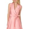 Adrianna Papell, Lapel Mikado Ankle Dress(Apricot Ice)