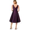 Adrianna Papell Luxe Plum V-Back Sleeveless Fit And Flare Midi Dress
