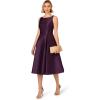 Adrianna Papell Luxe Plum V-Back Sleeveless Fit And Flare Midi Dress