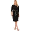 Adrianna Papell Tipped Crepe Tie Dress(Black Ivory)