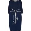 Adrianna Papell Tipped Crepe Tie Dress(Navy Sateen/Ivory)
