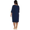 Adrianna Papell Tipped Crepe Tie Dress(Navy Sateen/Ivory)