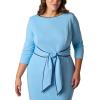 Adrianna Papell Tipped Crepe Tie Dress(Waterfall/Navy Sateen)