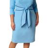 Adrianna Papell Tipped Crepe Tie Dress(Waterfall/Navy Sateen)