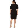 Adrianna Papell Women’s Knit Crepe Pearl Midi Dress | Knee Length Cocktail Dress with Pearl Trim & Tailored Fit(Black)