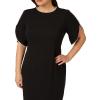 Adrianna Papell Women’s Knit Crepe Pearl Midi Dress | Knee Length Cocktail Dress with Pearl Trim & Tailored Fit(Black)