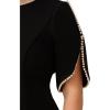 Adrianna Papell Women’s Knit Crepe Pearl Midi Dress | Knee Length Cocktail Dress with Pearl Trim & Tailored Fit(Black)
