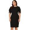 Adrianna Papell Women’s Knit Crepe Pearl Midi Dress | Knee Length Cocktail Dress with Pearl Trim & Tailored Fit(Black)