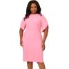Adrianna Papell Women’s Knit Crepe Pearl Midi Dress | Knee Length Cocktail Dress with Pearl Trim & Tailored Fit(Cherry Blossom)