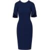 Adrianna Papell Women’s Knit Crepe Pearl Midi Dress | Knee Length Cocktail Dress with Pearl Trim & Tailored Fit(Navy Sateen)