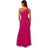 Adrianna Papell Women’s One Shoulder Chiffon Gown | Long Evening Gown with Pleated Skirt, Fitted Bodice & Side Leg Slit, Bright Magenta 6