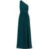 Adrianna Papell Women’s One Shoulder Chiffon Gown | Long Evening Gown with Pleated Skirt, Fitted Bodice & Side Leg Slit, Hunter 14