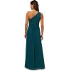 Adrianna Papell Women’s One Shoulder Chiffon Gown | Long Evening Gown with Pleated Skirt, Fitted Bodice & Side Leg Slit, Hunter 14