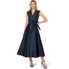 Adrianna Papell, Lapel Mikado Ankle Dress(Midnight)