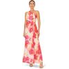 Adrianna Papell ONE Shoulder Chiffon Gown, Ivory/Pink Multi, 18