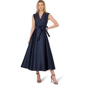 Adrianna Papell, Lapel Mikado Ankle Dress(Midnight)