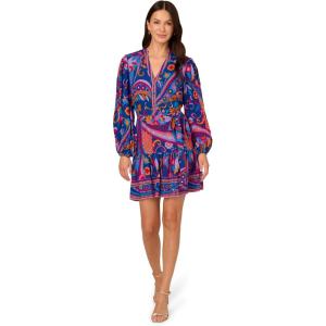 Adrianna Papell Seersucker Midi Dress(Blue Multi)