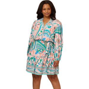 Adrianna Papell Seersucker Midi Dress(Peach Multi)