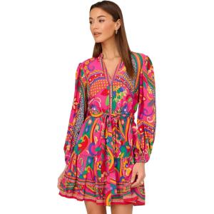 Adrianna Papell Seersucker Midi Dress(Pink Multi)