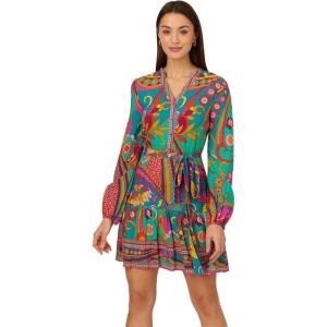Adrianna Papell Seersucker Midi Dress(Teal Multi)