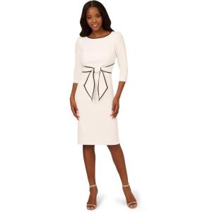 Adrianna Papell Tipped Crepe Tie Dress(Ivory/Black)