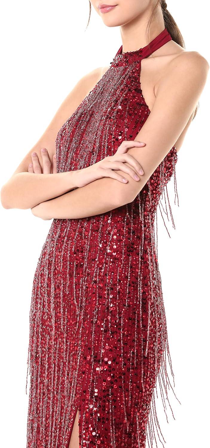 image:imageAdrianna Papell Womens Beaded Halter Ballet DressCranberry