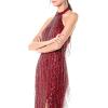 Adrianna Papell Women’s Beaded Halter Ballet Dress(Cranberry)