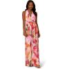 Adrianna Papell Women’s Floral Chiffon Ring Gown(Pink/Orange Multi)