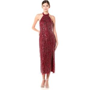 Adrianna Papell Women’s Beaded Halter Ballet Dress(Cranberry)