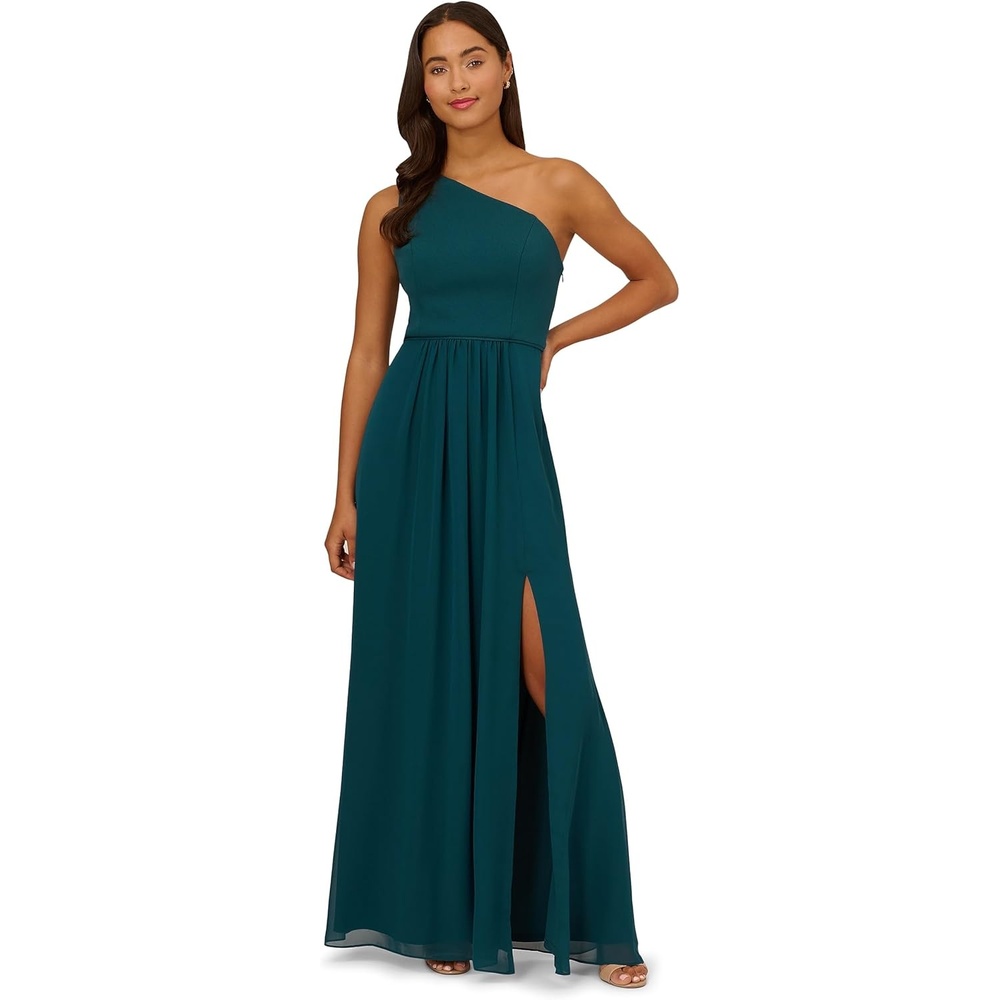 image:imageAdrianna Papell One Shoulder Chiffon GownHunter