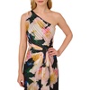 Adrianna Papell One Shoulder Chiffon Gown(Black/Blush Multi)