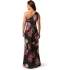 Adrianna Papell One Shoulder Chiffon Gown(Blk Multi)