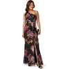 Adrianna Papell One Shoulder Chiffon Gown(Blk Multi)