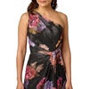 Adrianna Papell One Shoulder Chiffon Gown(Blk Multi)
