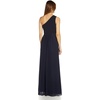 Adrianna Papell One Shoulder Chiffon Gown(Midnight)