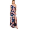 Adrianna Papell One Shoulder Chiffon Gown(Navy/Blush)