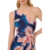 Adrianna Papell One Shoulder Chiffon Gown(Navy/Blush)
