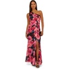 Adrianna Papell One Shoulder Chiffon Gown(Black/Berry)